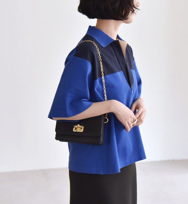 quaranciel「quaranciel:〈洗濯機可能〉カノコ スキッパー デザイン ワイド ポロシャツ」|Tシャツ・カットソー|