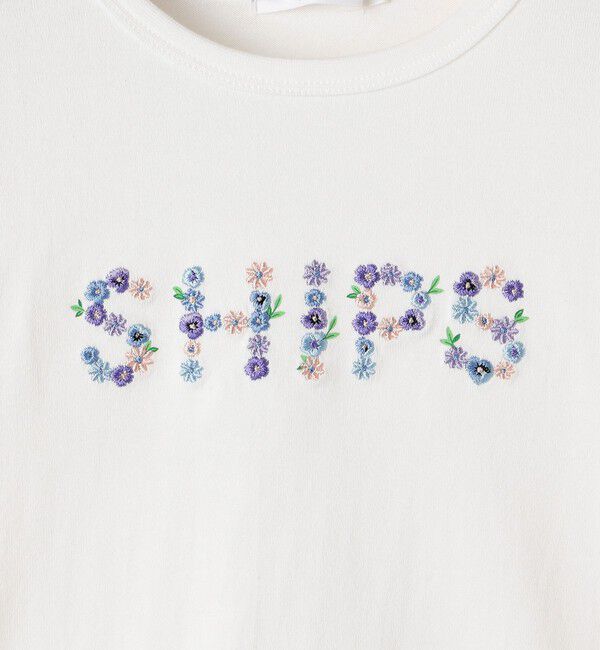 SHIPS KIDS「SHIPS KIDS:100～130cm / フラワー 刺繍 ロゴ 長袖 Tシャツ」|Tシャツ・カットソー|