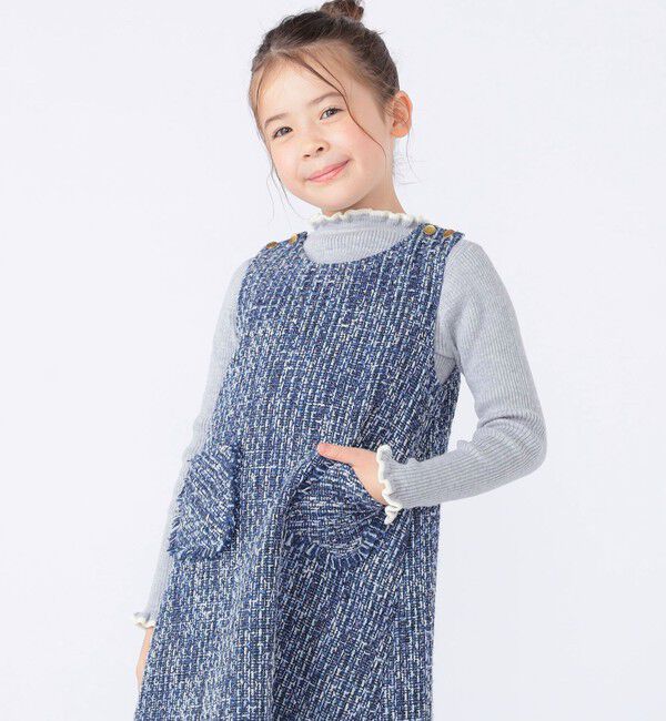 SHIPS KIDS「SHIPS KIDS:100～120cm /〈手洗い可能〉フリル リブ ニット」|Tシャツ・カットソー|ライトグレー