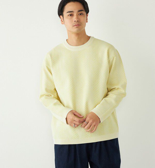 SHIPS Colors 「SHIPS Colors:〈洗濯機可能〉ヘリンボーン柄 ニット◇」|ニット・セーター|イエロー