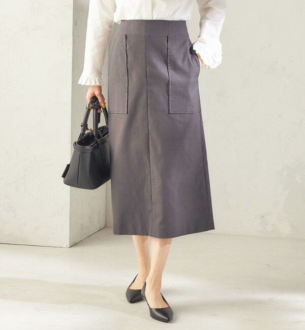 SHIPS for women「〈UVカット・吸水速乾・手洗い可能〉綿麻混 オックス ポケット タイト スカート」|スカート|