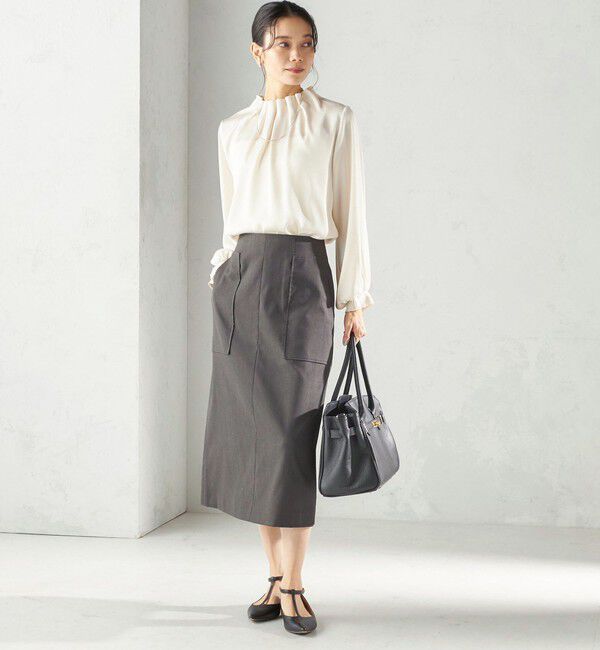 SHIPS for women「〈UVカット・吸水速乾・手洗い可能〉綿麻混 オックス ポケット タイト スカート」|スカート|