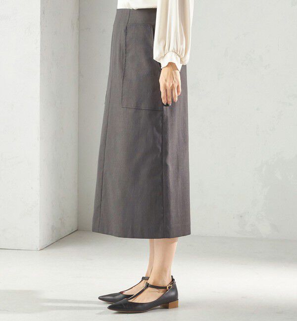 SHIPS for women「〈UVカット・吸水速乾・手洗い可能〉綿麻混 オックス ポケット タイト スカート」|スカート|