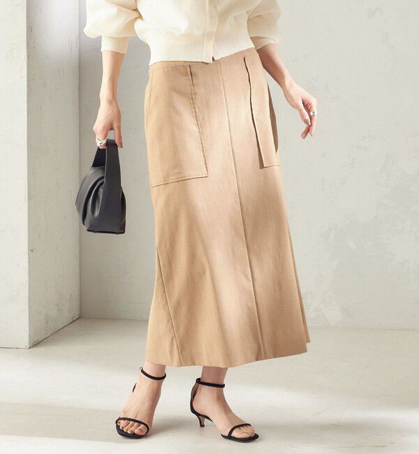 SHIPS for women「〈UVカット・吸水速乾・手洗い可能〉綿麻混 オックス ポケット タイト スカート」|スカート|