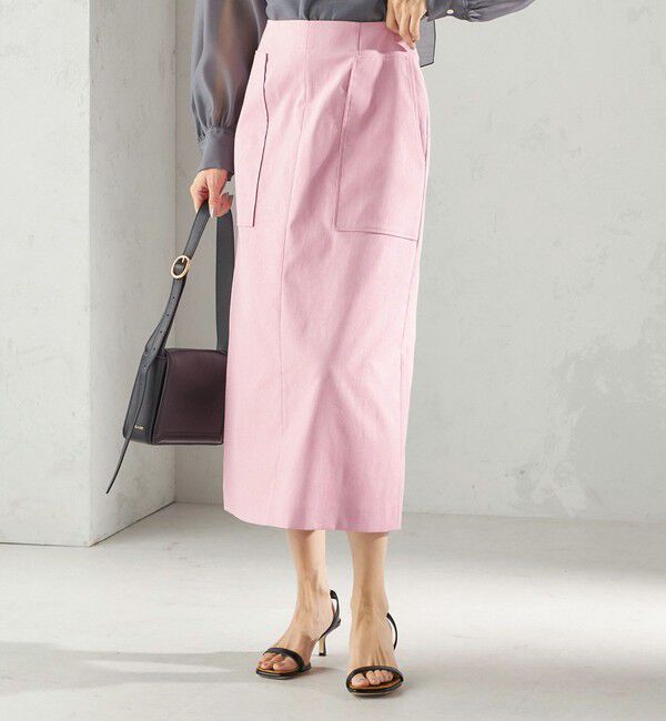 SHIPS for women「〈UVカット・吸水速乾・手洗い可能〉綿麻混 オックス ポケット タイト スカート」|スカート|