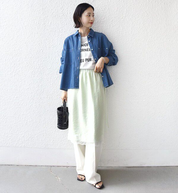 SHIPS for women「〈洗濯機可能〉ダル サテン 裾 レース スカート」|スカート|