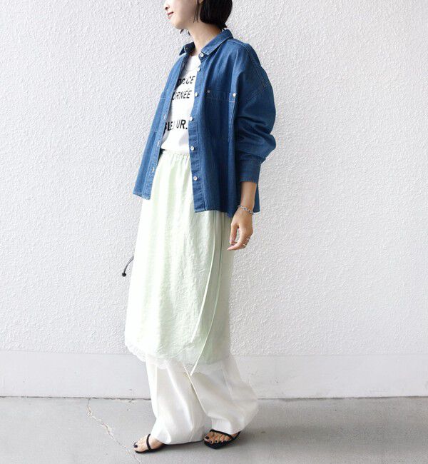 SHIPS for women「〈洗濯機可能〉ダル サテン 裾 レース スカート」|スカート|