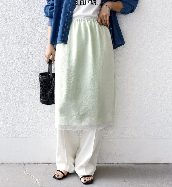 SHIPS for women「〈洗濯機可能〉ダル サテン 裾 レース スカート」|スカート|