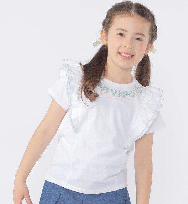 SHIPS KIDS「SHIPS KIDS:100～130cm / ネックフラワー Tシャツ」|Tシャツ・カットソー|