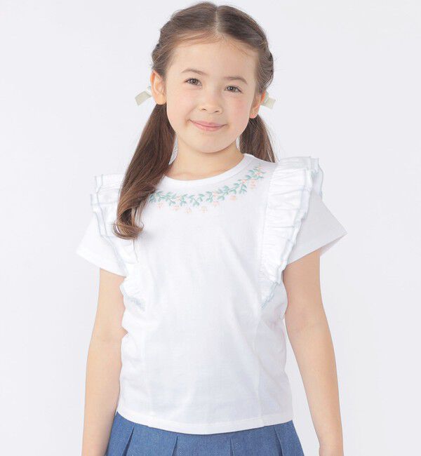 SHIPS KIDS「SHIPS KIDS:100～130cm / ネックフラワー Tシャツ」|Tシャツ・カットソー|