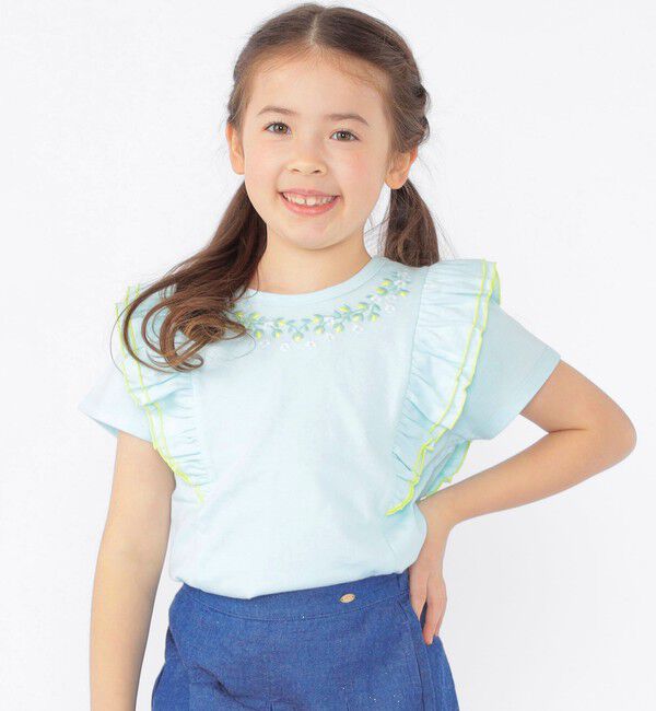SHIPS KIDS「SHIPS KIDS:100～130cm / ネックフラワー Tシャツ」|Tシャツ・カットソー|