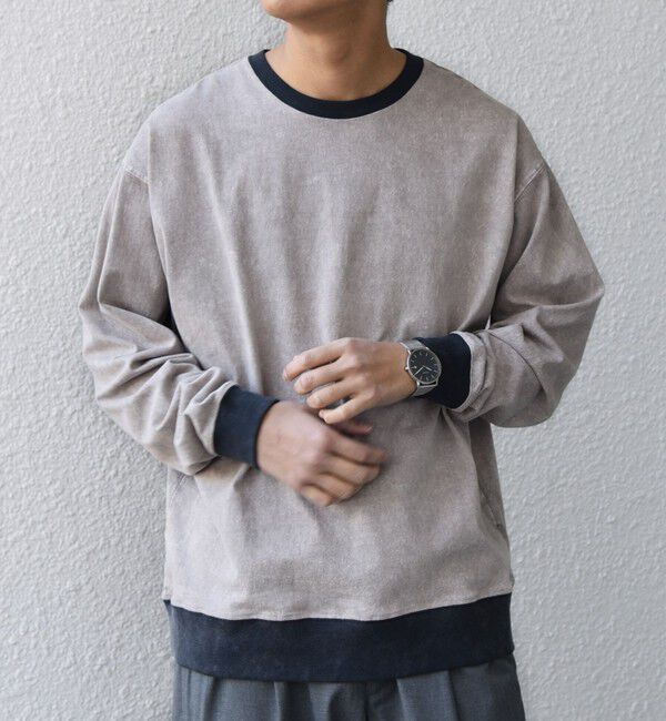 SHIPS any「【SHIPS any別注】ONEITA: ケミカルウォッシュ リラックス リンガー Tシャツ(ロンT)◇」|Tシャツ・カットソー|グレー