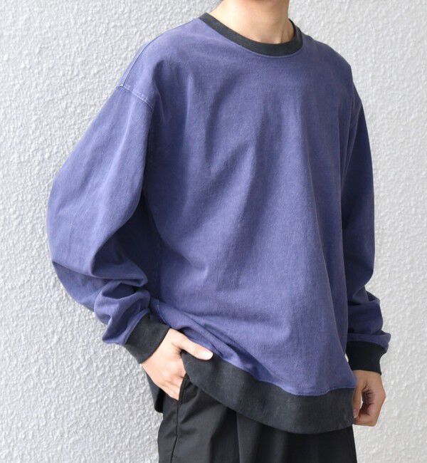 SHIPS any「【SHIPS any別注】ONEITA: ケミカルウォッシュ リラックス リンガー Tシャツ(ロンT)◇」|Tシャツ・カットソー|ネイビー