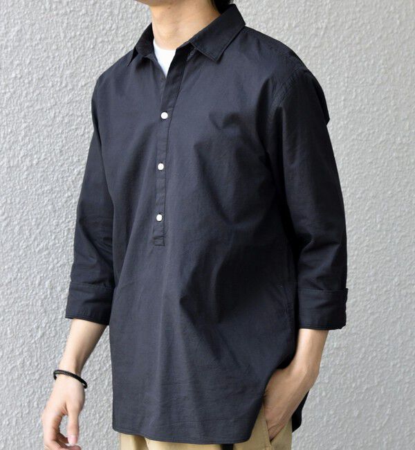 SHIPS any「SHIPS any:〈洗濯機可能〉コットン/リネン 7分袖 スキッパー プルオーバー シャツ 26SS◆」|シャツ・ブラウス|チャコールグレー