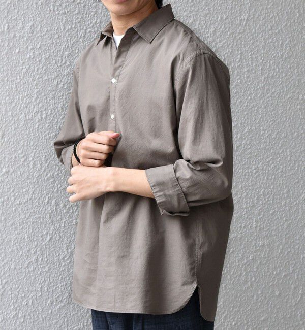 SHIPS any「SHIPS any:〈洗濯機可能〉コットン/リネン 7分袖 スキッパー プルオーバー シャツ 26SS◆」|シャツ・ブラウス|オリーブ