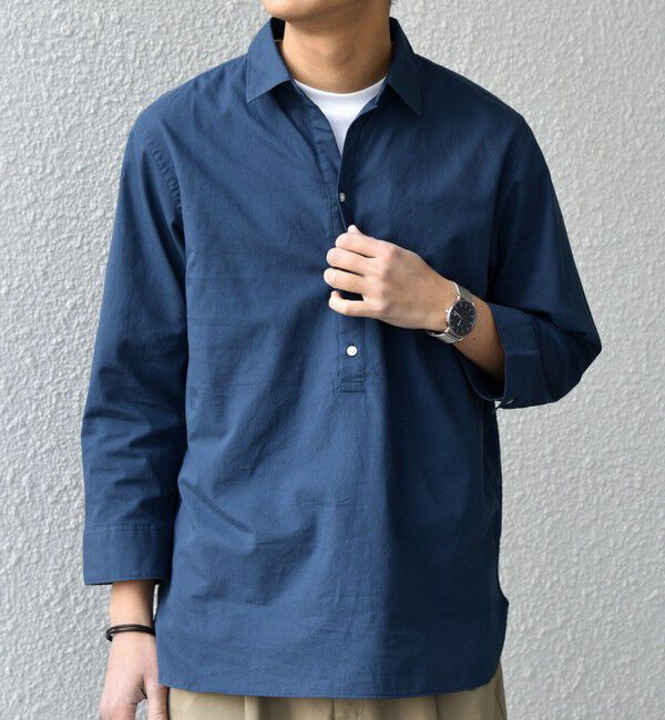 SHIPS any「SHIPS any:〈洗濯機可能〉コットン/リネン 7分袖 スキッパー プルオーバー シャツ 26SS◆」|シャツ・ブラウス|