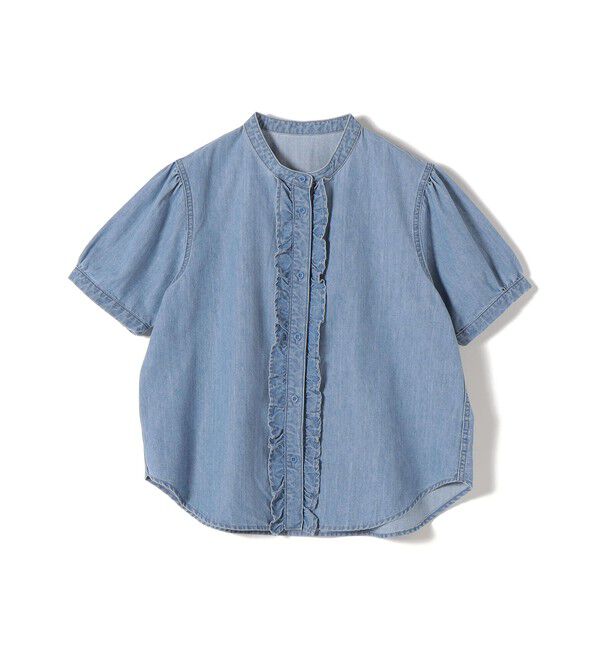 SHIPS for women「《予約》【WEB限定】〈手洗い可能〉ライト オンス フリル デニム 半袖 シャツ」|シャツ・ブラウス|