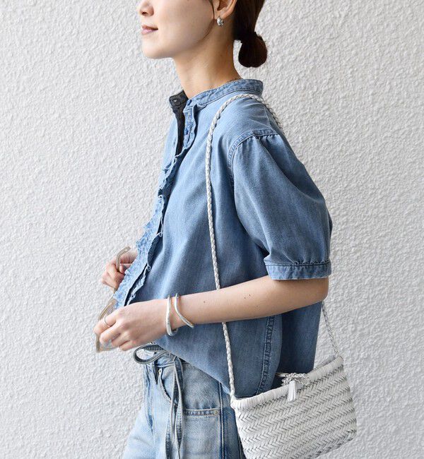 SHIPS for women「《予約》【WEB限定】〈手洗い可能〉ライト オンス フリル デニム 半袖 シャツ」|シャツ・ブラウス|