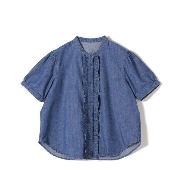 SHIPS for women「《予約》【WEB限定】〈手洗い可能〉ライト オンス フリル デニム 半袖 シャツ」|シャツ・ブラウス|