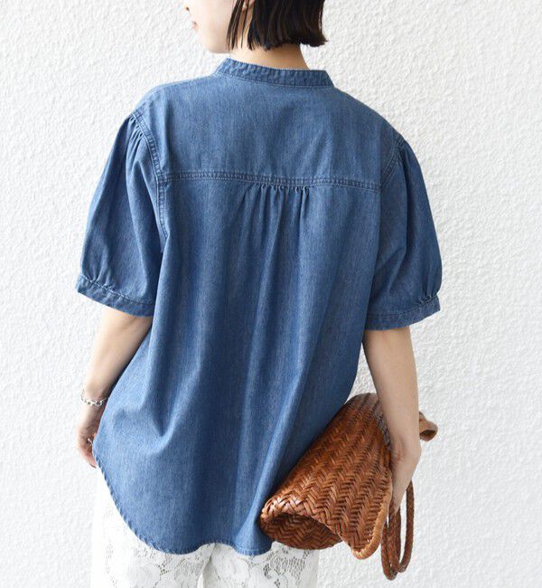 SHIPS for women「《予約》【WEB限定】〈手洗い可能〉ライト オンス フリル デニム 半袖 シャツ」|シャツ・ブラウス|
