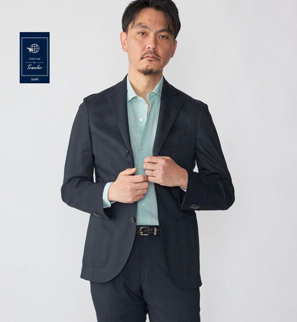SHIPS「SHIPS:〈FUNCTION/手洗い可能〉ラミー ブレンド ジャケット(セットアップ対応)」|テーラードジャケット|ネイビー