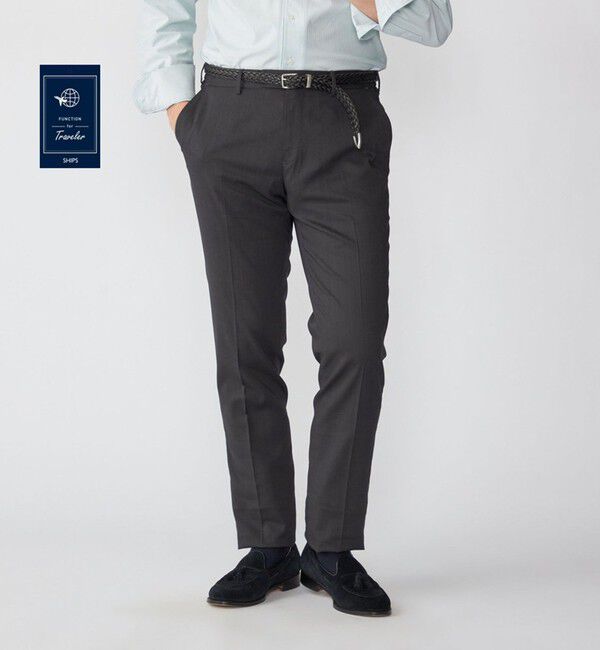 SHIPS「SHIPS:〈FUNCTION/手洗い可能〉ラミー ブレンド スラックス(セットアップ対応)」|チノ|ダークグレー