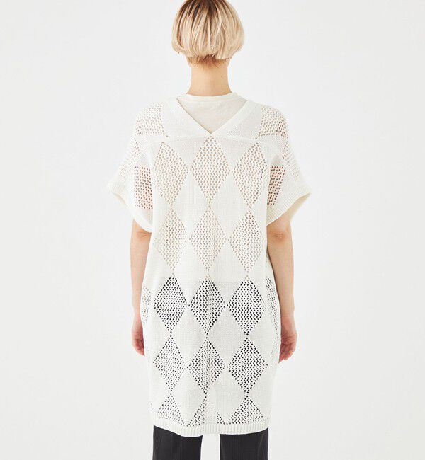 MACPHEE「アーガイルメッシュ Vネックカーディガン」|カーディガン|