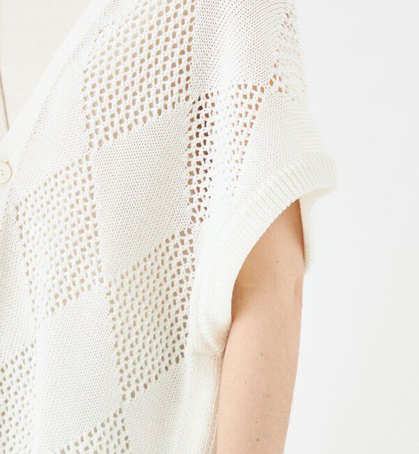 MACPHEE「アーガイルメッシュ Vネックカーディガン」|カーディガン|