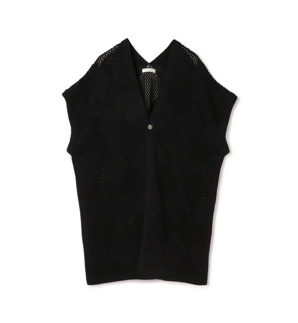 MACPHEE「アーガイルメッシュ Vネックカーディガン」|カーディガン|19 ブラック