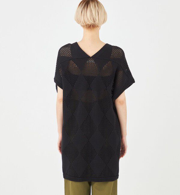 MACPHEE「アーガイルメッシュ Vネックカーディガン」|カーディガン|