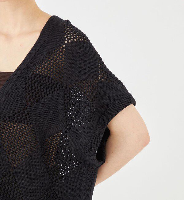 MACPHEE「アーガイルメッシュ Vネックカーディガン」|カーディガン|