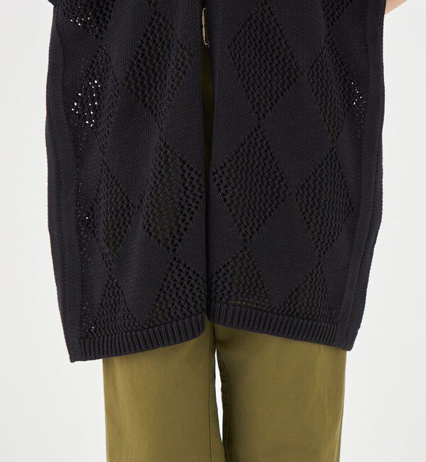 MACPHEE「アーガイルメッシュ Vネックカーディガン」|カーディガン|