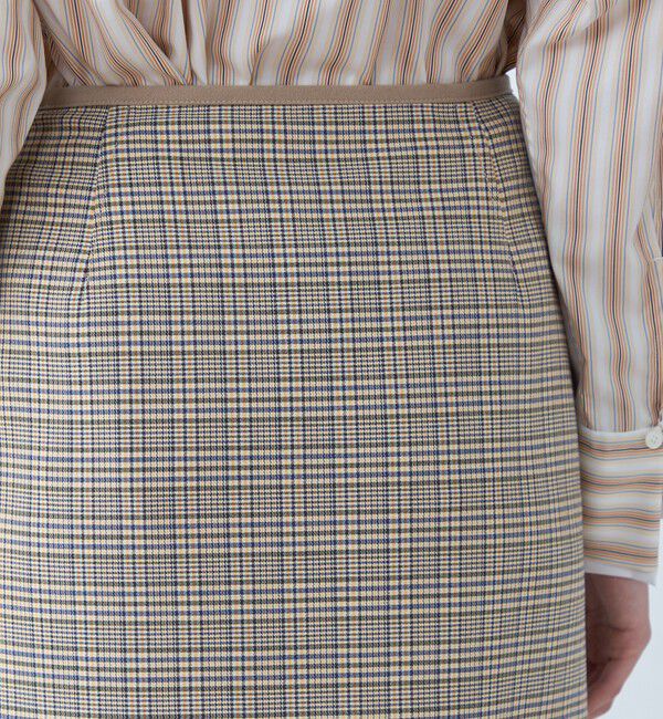 MACPHEE「コットンリバーチェック ラップスカート」|タイト|