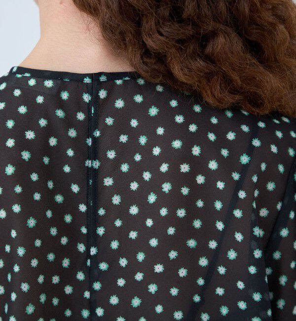 Ballsey「シアーフラワープリント フリルギャザーブラウス」|シャツ・ブラウス|