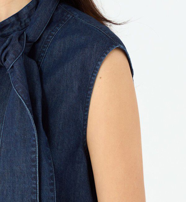 MACPHEE「コットンセルロースデニム ボウタイノースリーブブラウス」|シャツ・ブラウス|