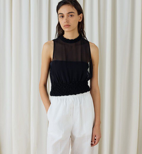 DES PRES「 シャーリングシルク タンクトップ」|シャツ・ブラウス|