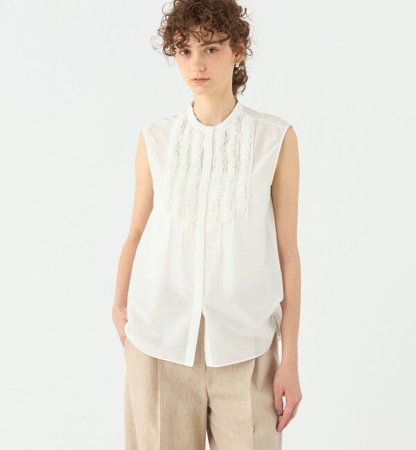 TOMORROWLAND collection「コットンシルクソフトローン ノースリーブブラウス」|シャツ・ブラウス|