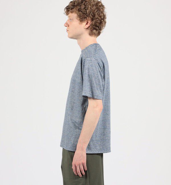 TOMORROWLAND MENS「リネン ボーダー ハーフスリーブカットソー BOTTO GIUSEPPE」|Tシャツ・カットソー|