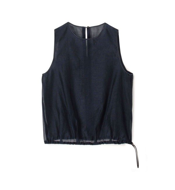 CABaN「コットンシルクオーガンジー ノースリーブブラウス」|シャツ・ブラウス|69 ネイビー