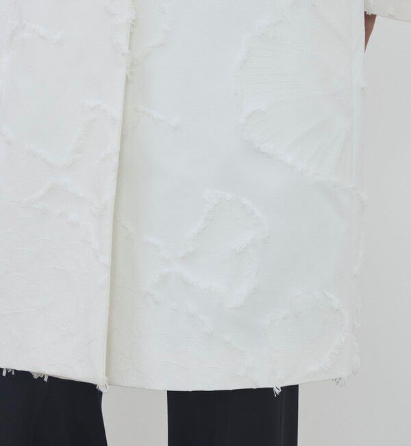 DES PRES「フリンジジャカード オープンカラーコート」|ノーカラーコート|