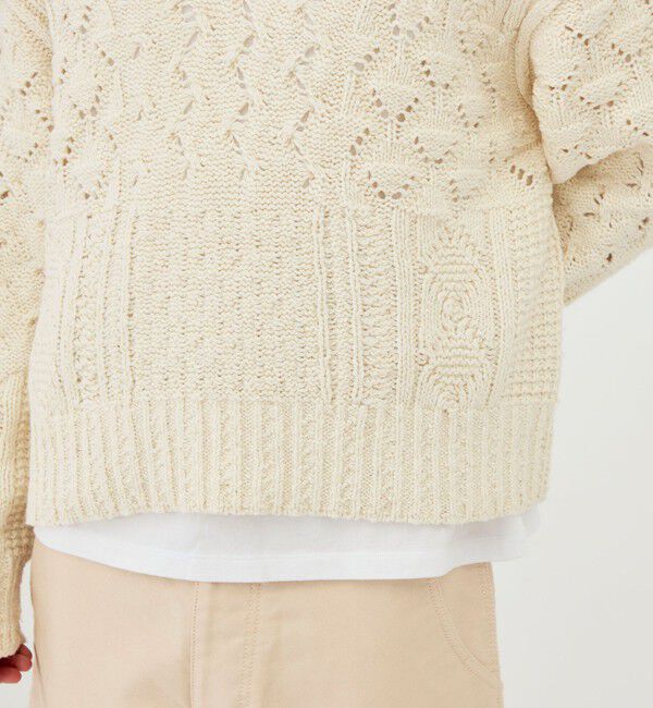 GALERIE VIE「コットンウールアラン オープンカラープルオーバー」|ニット・セーター|