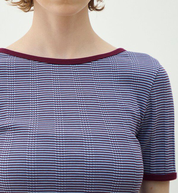 MACPHEE「シルキーボーダー ボートネックプルオーバー」|Tシャツ・カットソー|