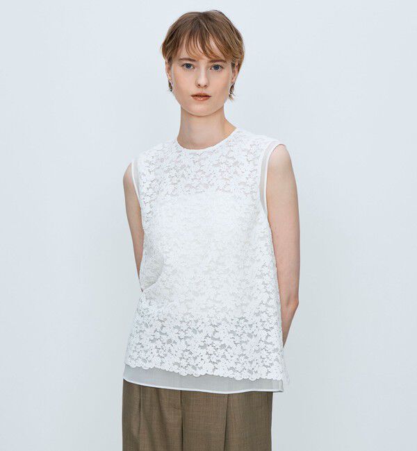 TOMORROWLAND collection「リーフフラワー レイヤードノースリーブブラウス」|シャツ・ブラウス|