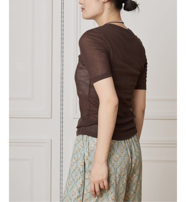 IENA LA BOUCLE「《追加3》IENA LA BOUCLE 水撚りガスフライス半袖プルオーバー」|Tシャツ・カットソー|