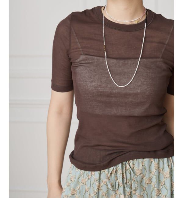 IENA LA BOUCLE「《追加3》IENA LA BOUCLE 水撚りガスフライス半袖プルオーバー」|Tシャツ・カットソー|ブラウン