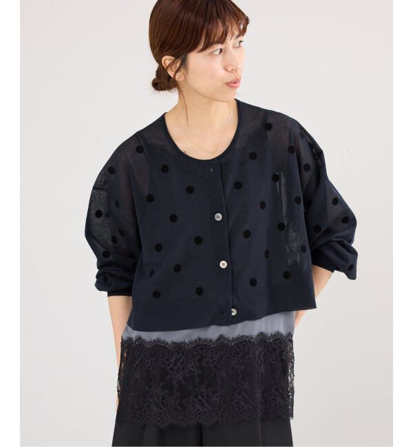 IENA「《WEB限定/追加2予約》ウォッシャブルFILMY ドット カーディガン」|カーディガン|