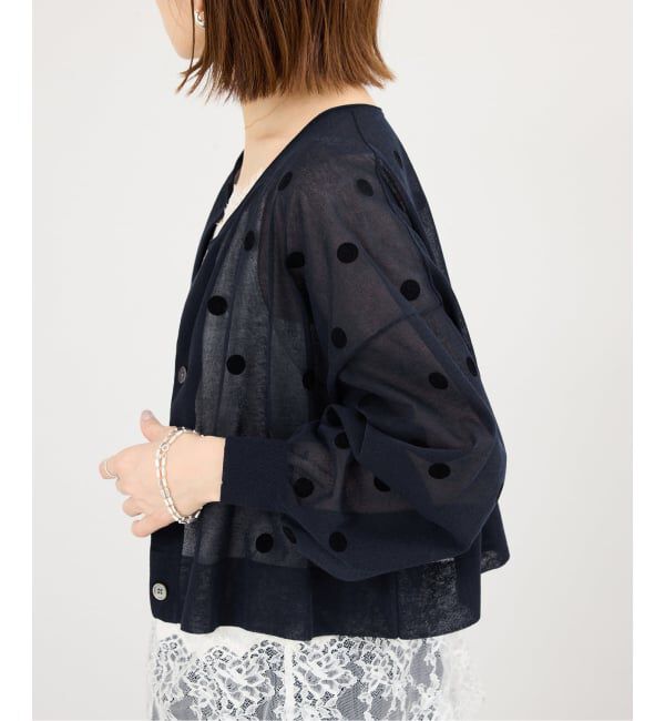 IENA「《WEB限定/追加2予約》ウォッシャブルFILMY ドット カーディガン」|カーディガン|