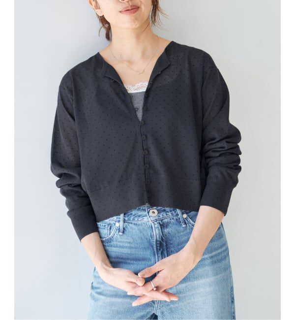 IENA「《予約》フロッキードットミニカーディガン」|カーディガン|