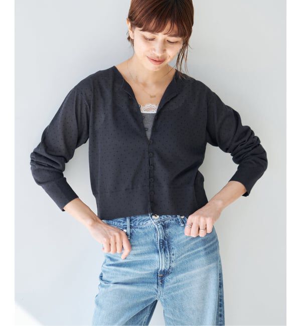 IENA「《予約》フロッキードットミニカーディガン」|カーディガン|