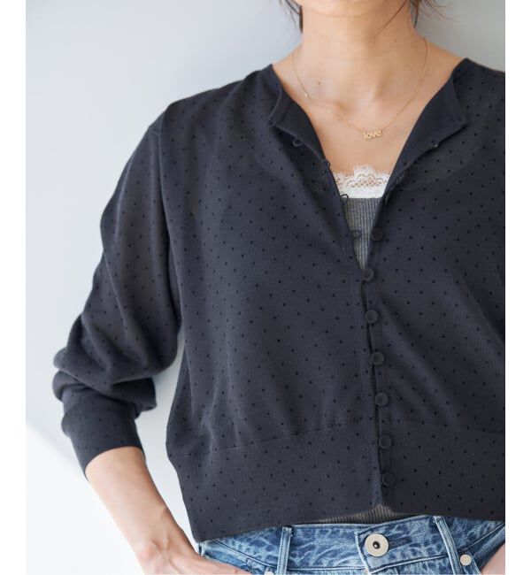 IENA「《予約》フロッキードットミニカーディガン」|カーディガン|